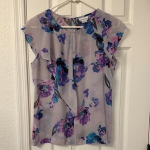 Liz Claiborne Purple and Blue Floral Blouse